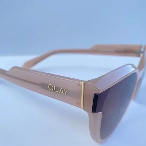 Quay Australia Noosa Bevel Milky Blush/Brown Cat Eye Sunglasses display picture 3